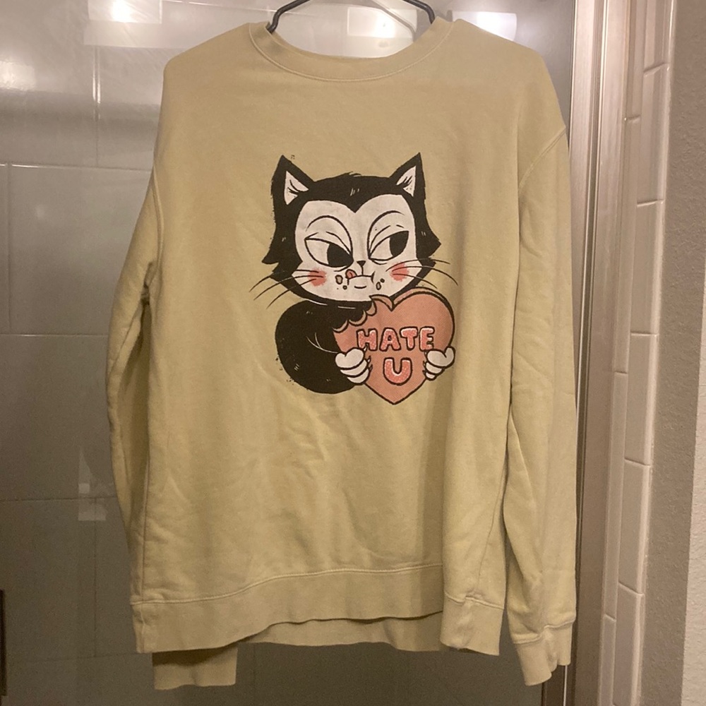 Just Peachy Hate You Oversized Yellow Crewneck Size Medium